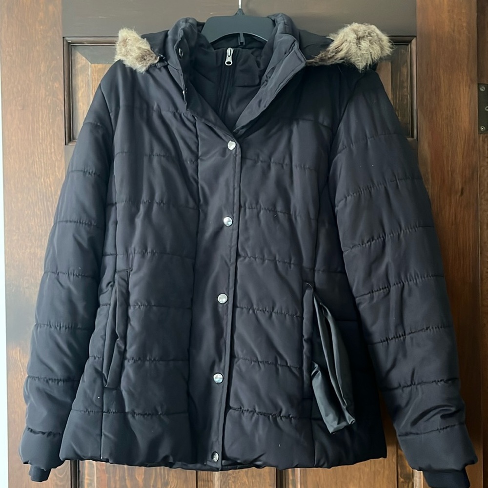 Girl’s Size L Winter Coat With Fur Hood